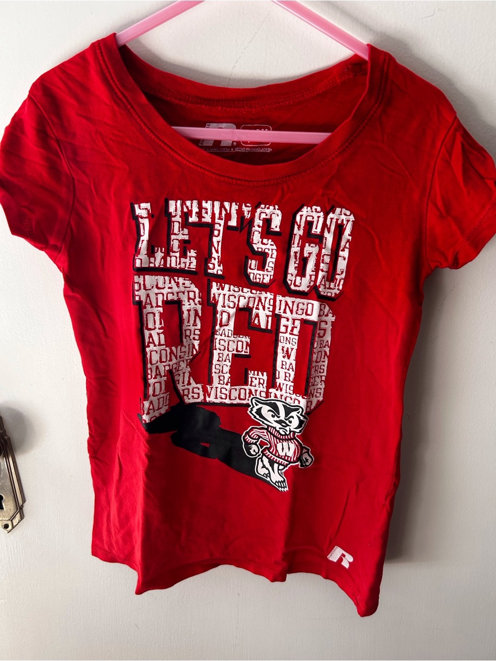 Wisconsin Badgers Red Kids' 'LET'S GO RED' Graphic Tee